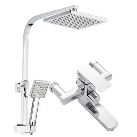 21164 Square chrome shower set ,pvc hose ,